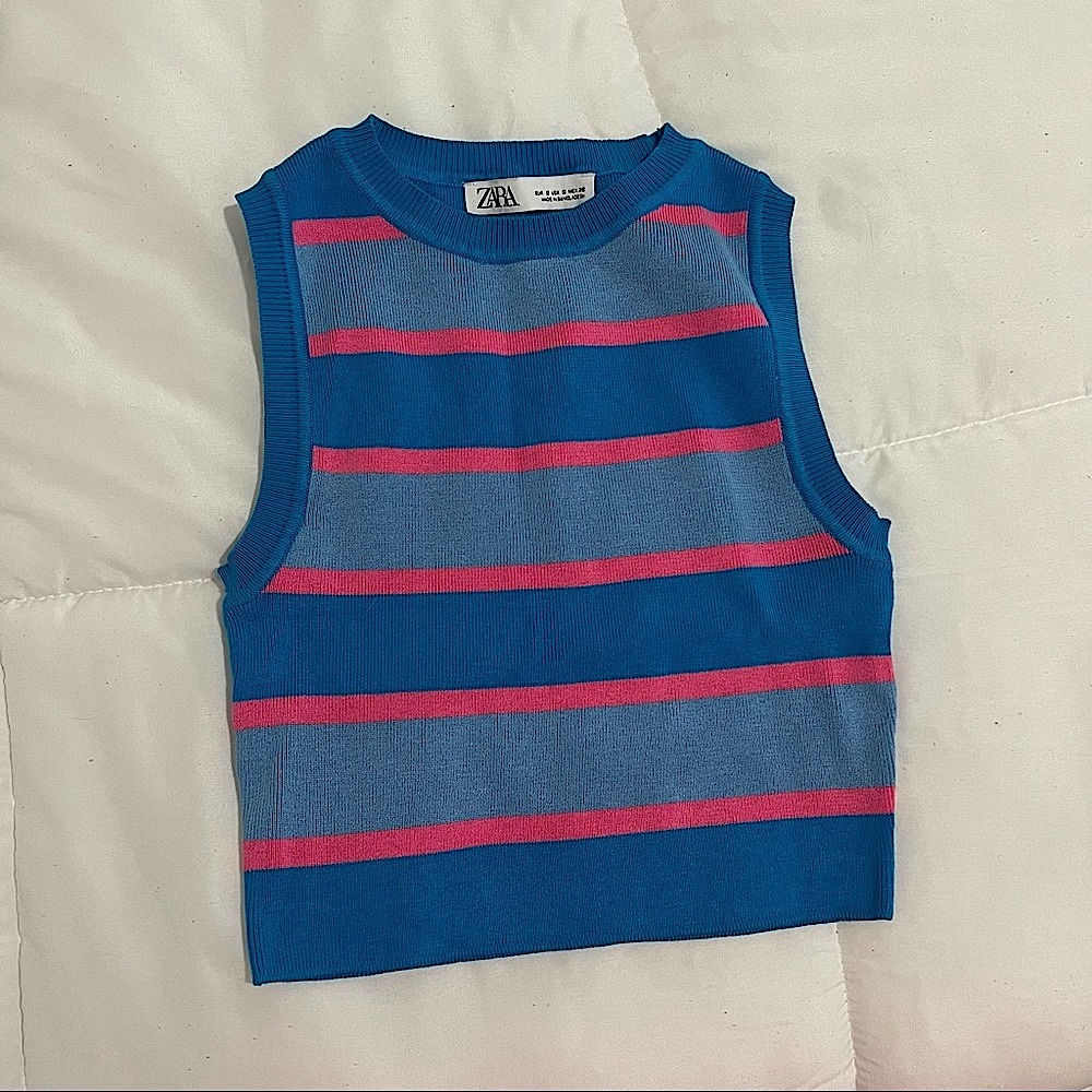 Zara Blue and Pink Top S